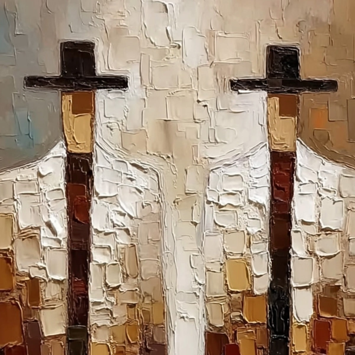 THE COMPANIONS: Heavy Texture Impasto Painting of Two Figures