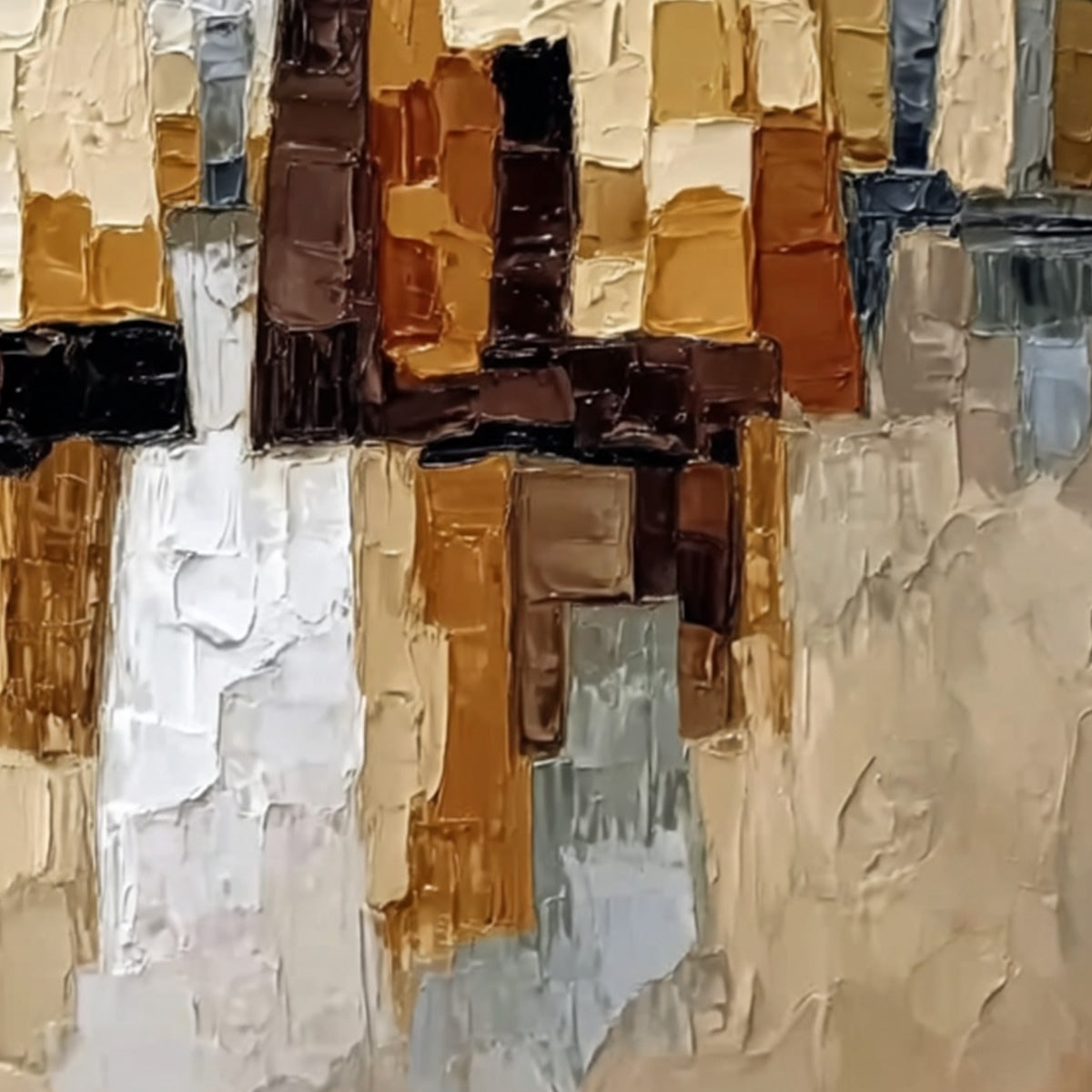 THE COMPANIONS: Textured Abstract Cityscape Painting of Two Figures