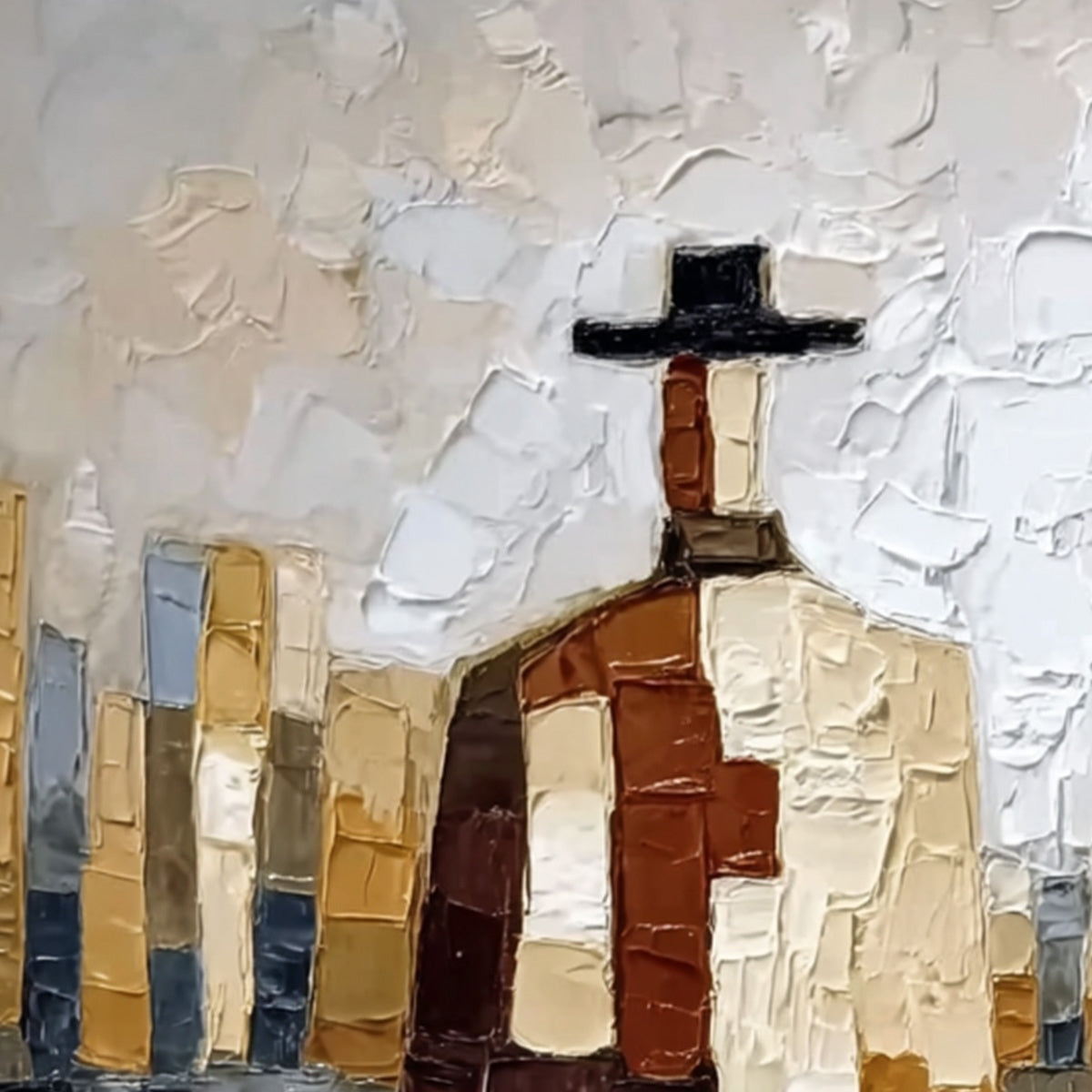 THE COMPANIONS: Textured Abstract Cityscape Painting of Two Figures