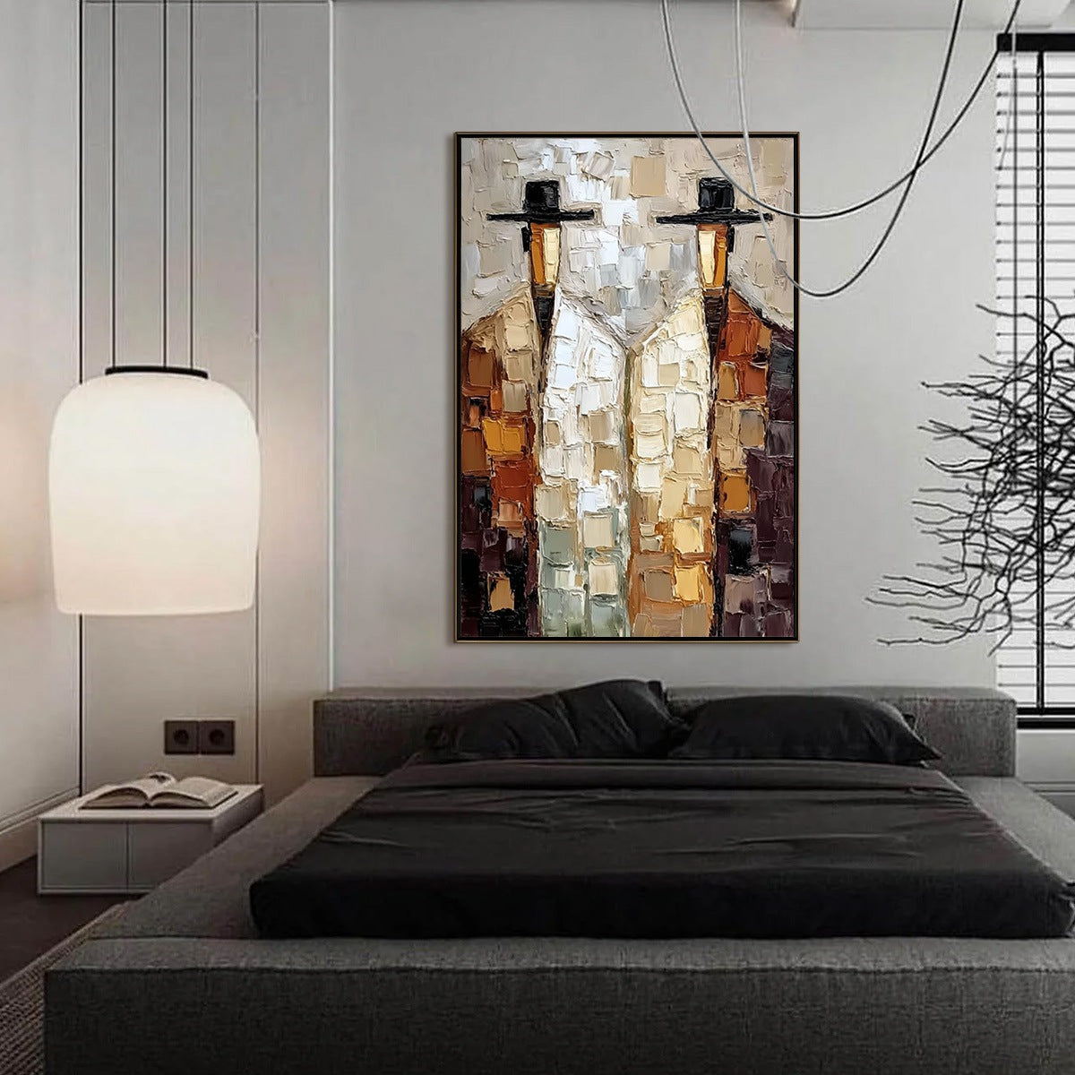 THE COMPANIONS: Textured Abstract Figurative Impasto Oil Painting