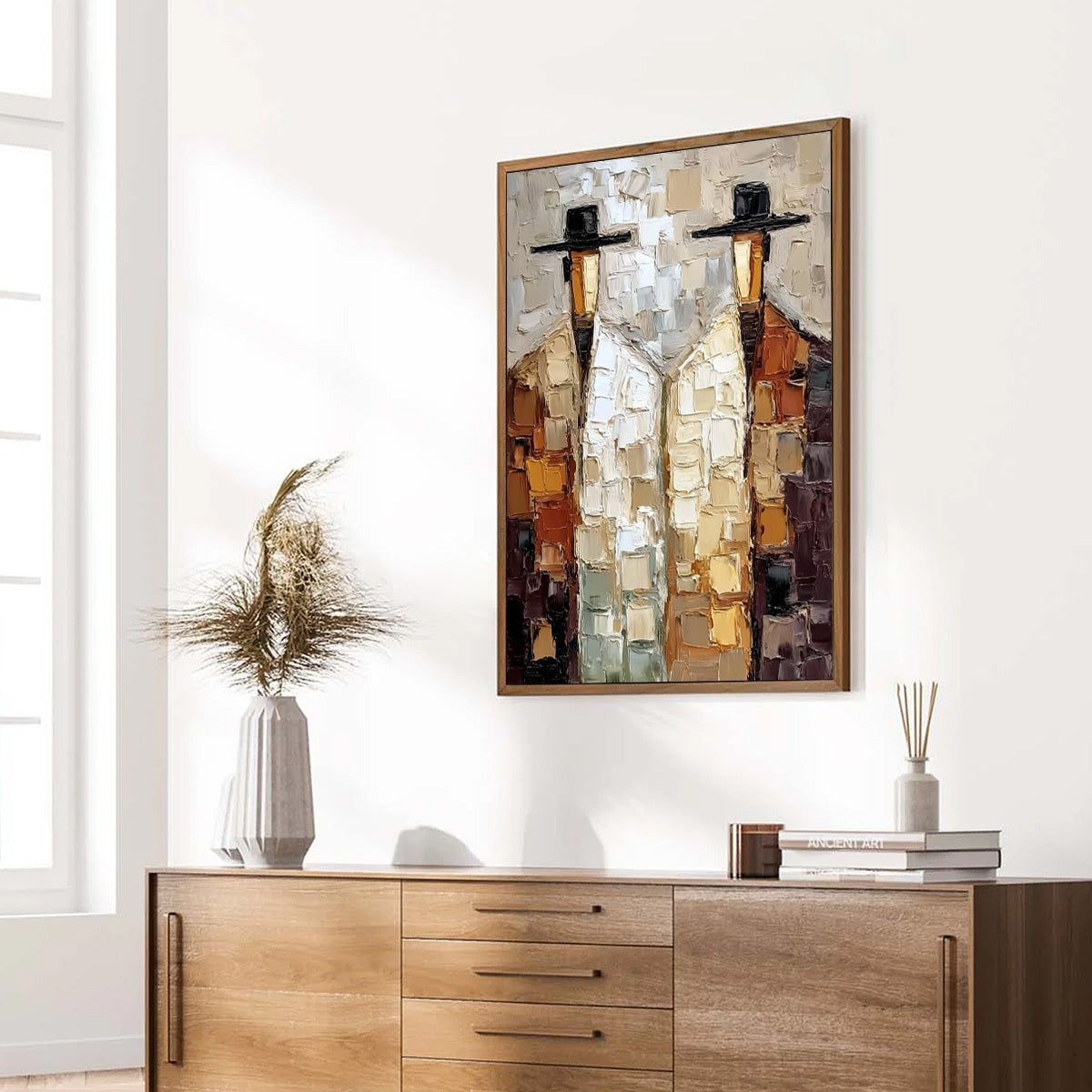 THE COMPANIONS: Textured Abstract Figurative Impasto Oil Painting