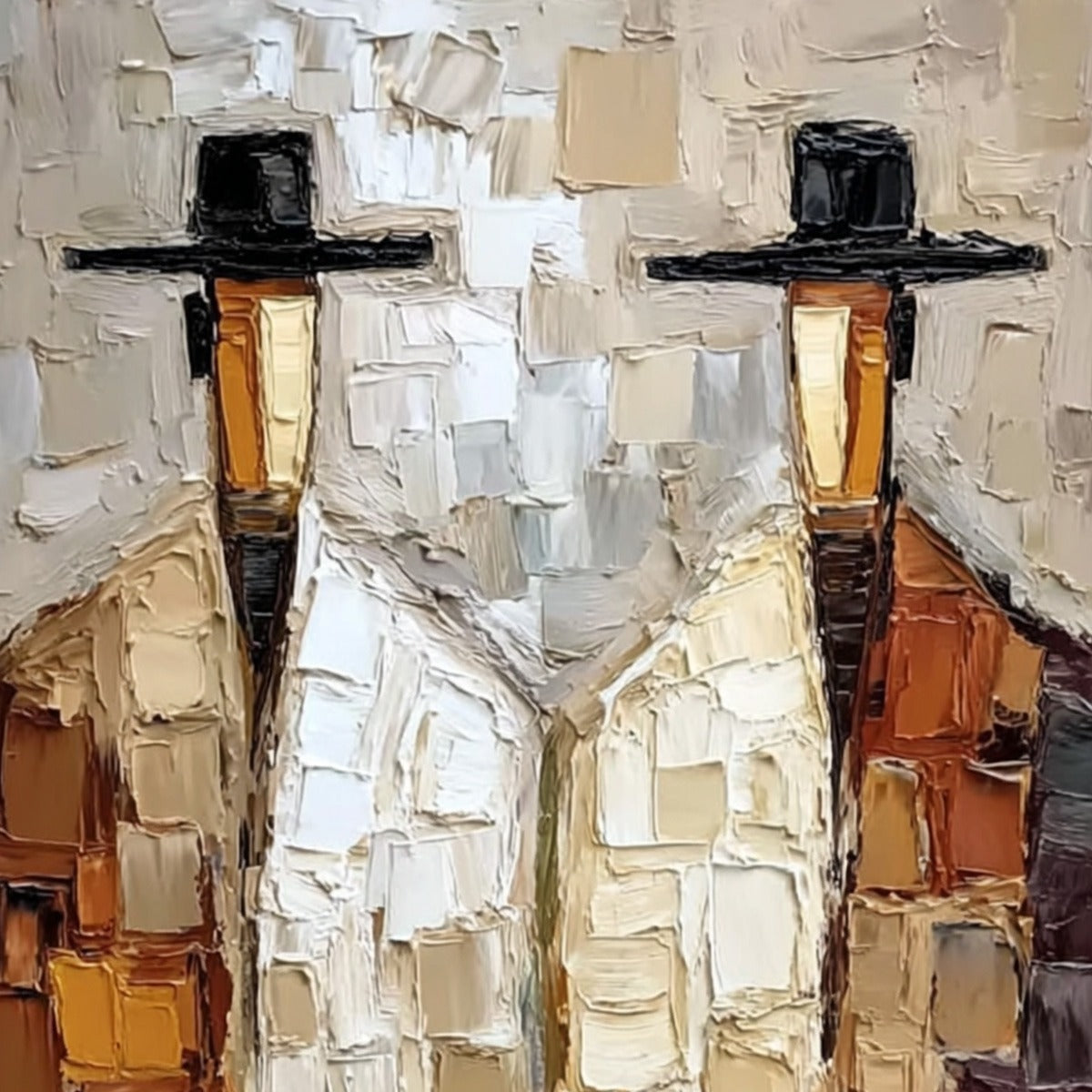 THE COMPANIONS: Textured Abstract Figurative Impasto Oil Painting