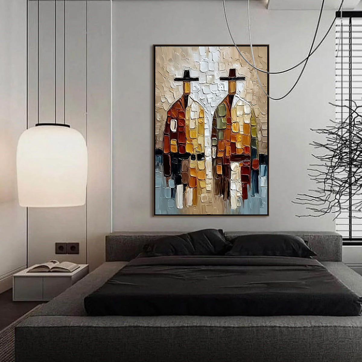 THE COMPANIONS: Textured Abstract Figurative Impasto Painting