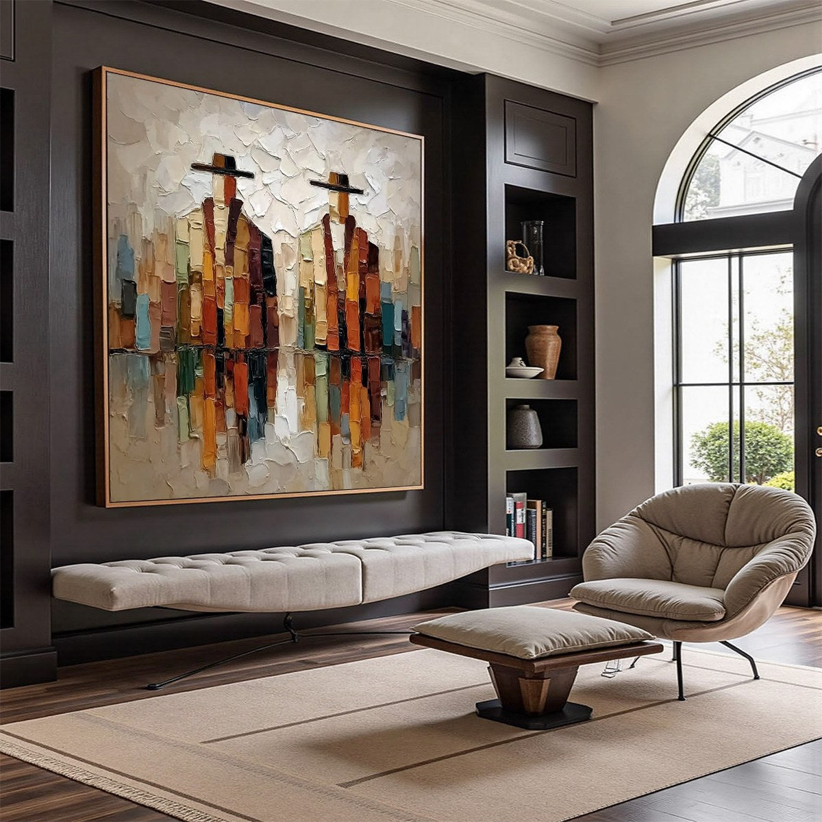 THE COMPANIONS: Textured Abstract Figurative Impasto Painting