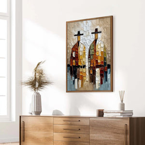 THE COMPANIONS: Textured Abstract Figurative Impasto Painting