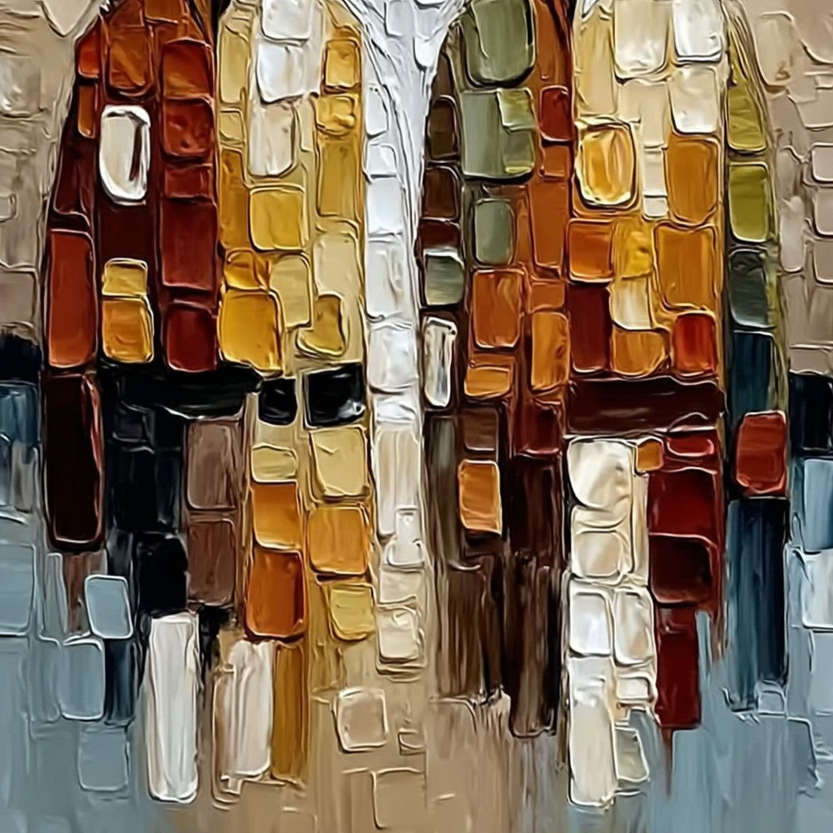 THE COMPANIONS: Textured Abstract Figurative Impasto Painting