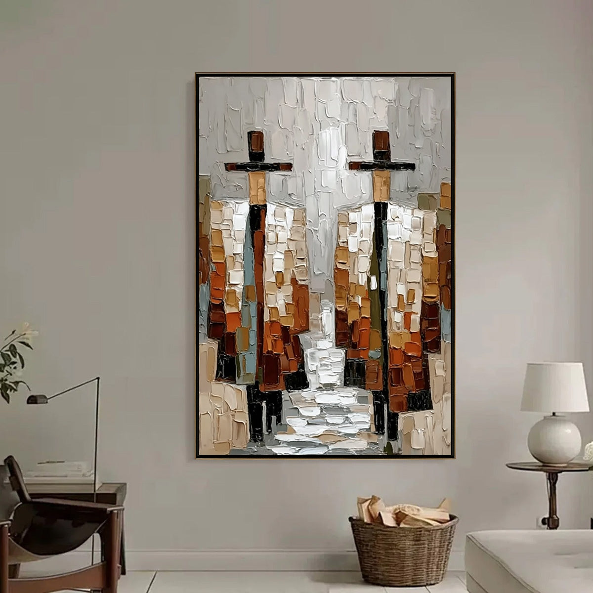 THE COMPANIONS: Textured Abstract Figurative Painting of Two People