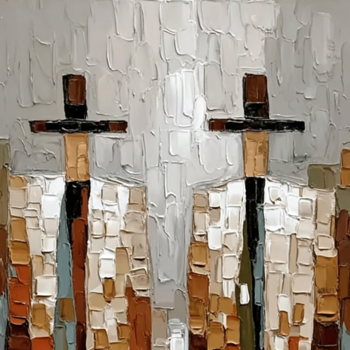 THE COMPANIONS: Textured Abstract Figurative Painting of Two People