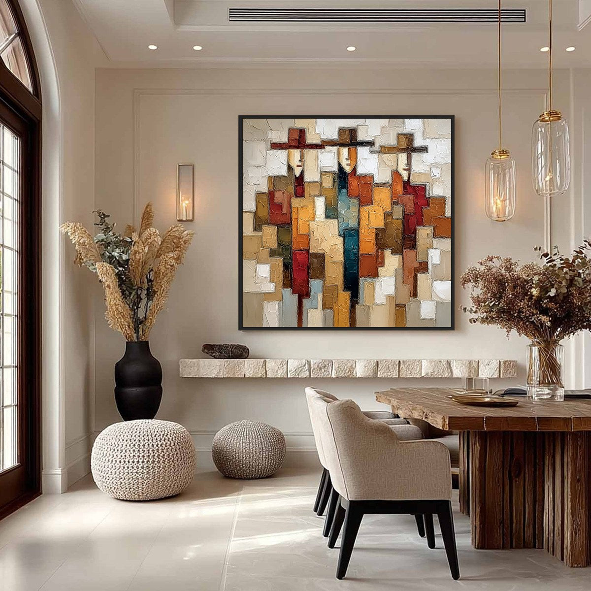 THE COMPANIONS: Textured Abstract Figurative Painting