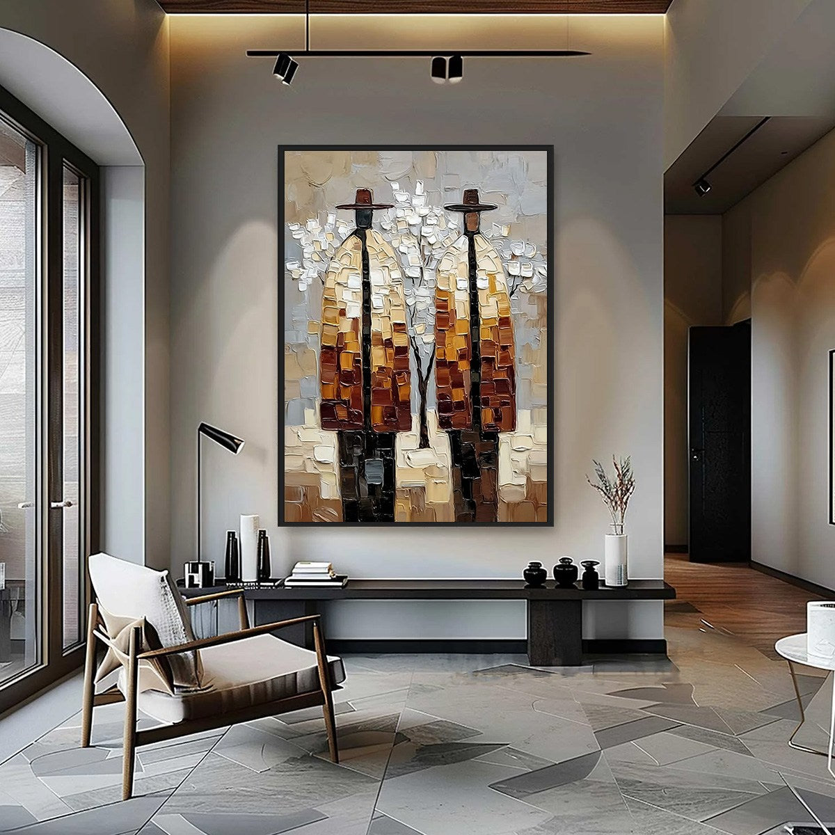 THE COMPANIONS: Textured Figurative Impasto Art for Modern Decor