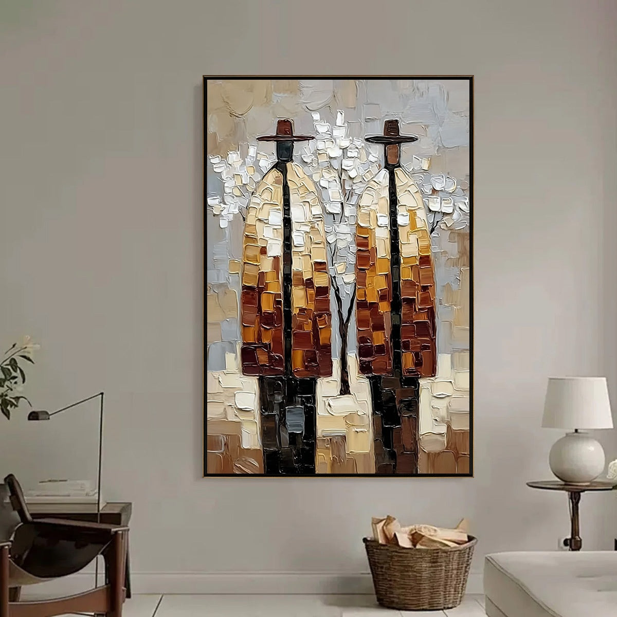 THE COMPANIONS: Textured Figurative Impasto Art for Modern Decor