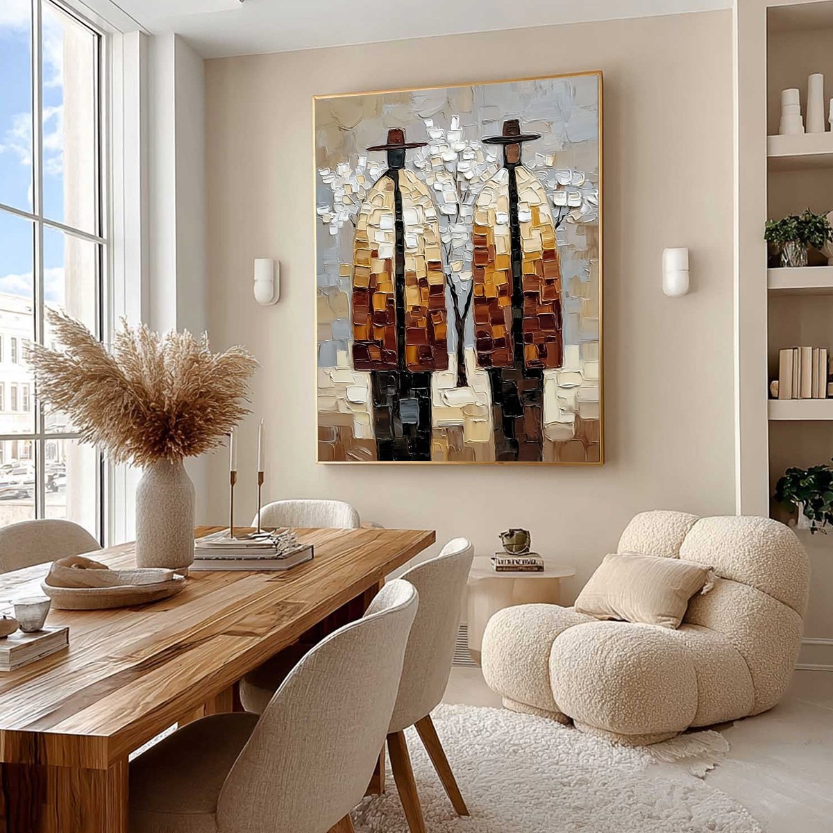 THE COMPANIONS: Textured Figurative Impasto Art for Modern Decor