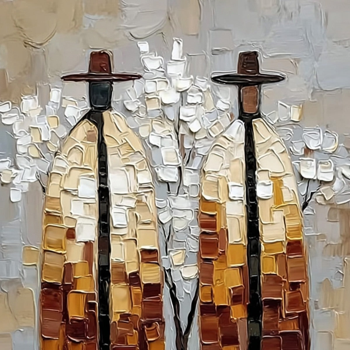 THE COMPANIONS: Textured Figurative Impasto Art for Modern Decor