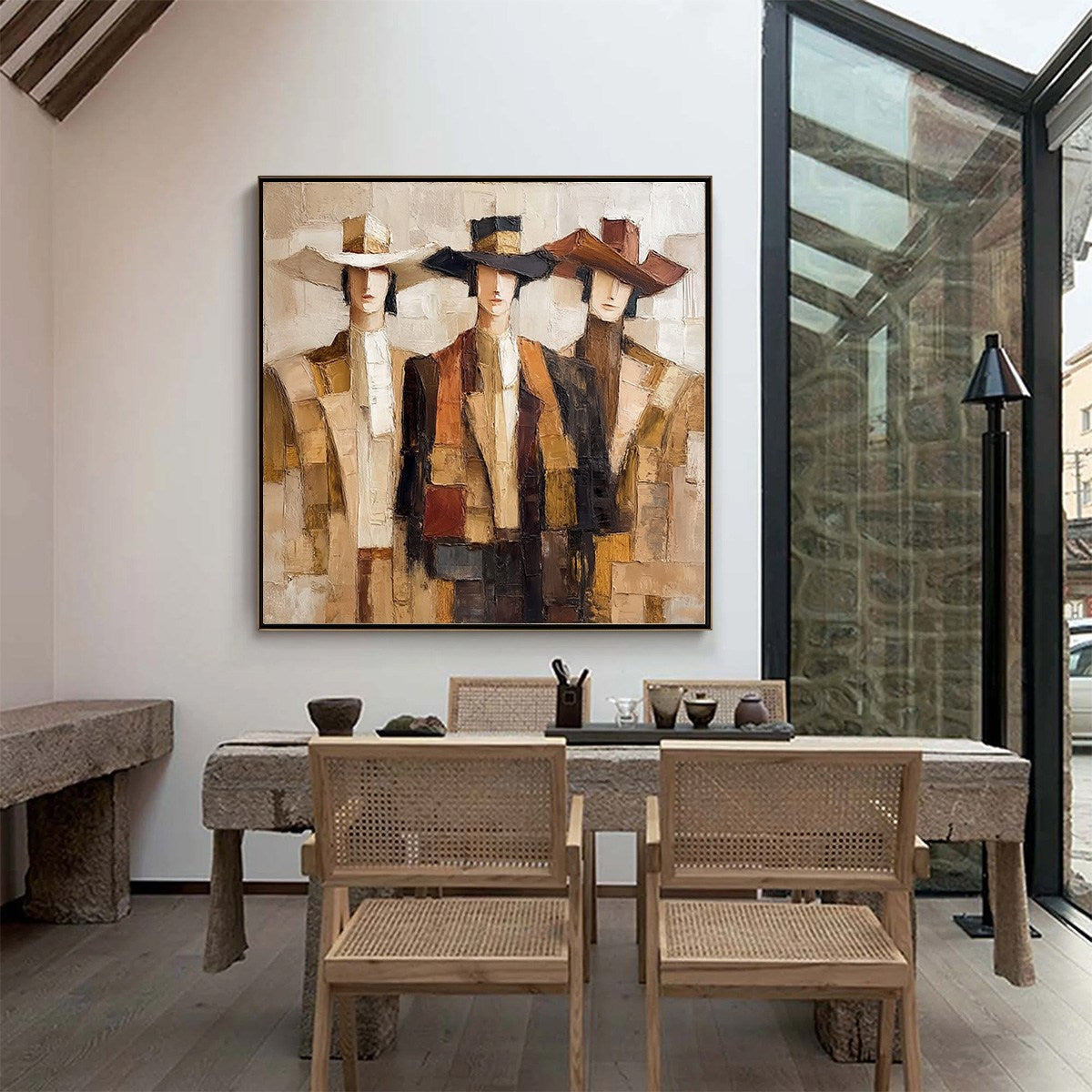 THE COMPANIONS: Textured Figurative Portrait Oil Painting with Palette Knife