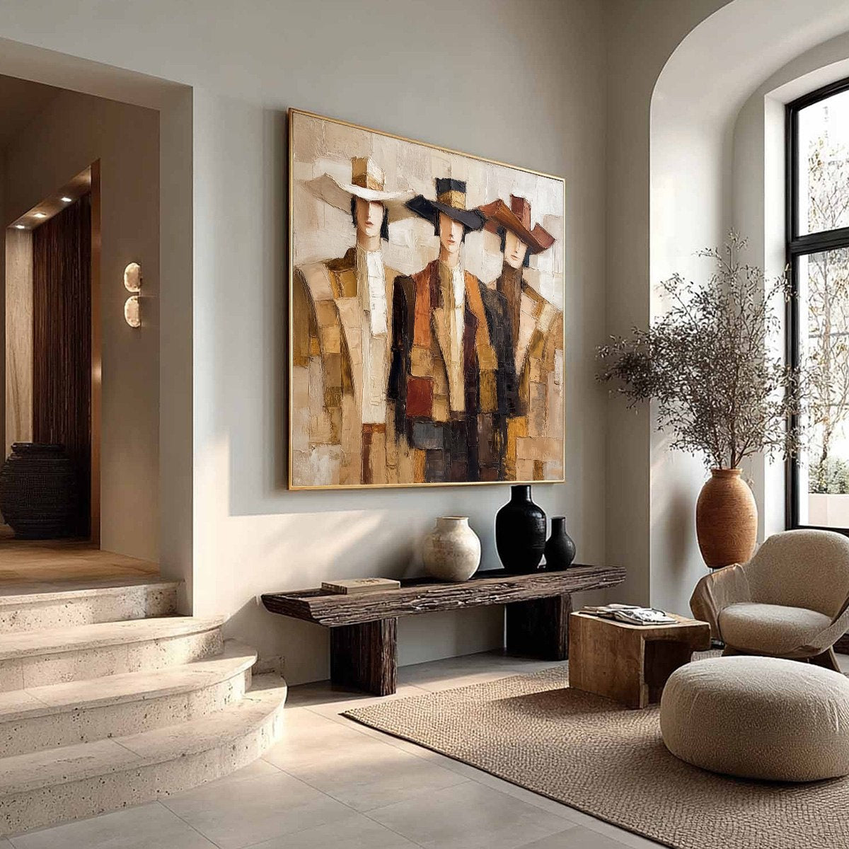 THE COMPANIONS: Textured Figurative Portrait Oil Painting with Palette Knife