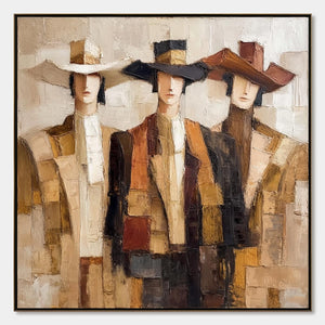 THE COMPANIONS: Textured Figurative Portrait Oil Painting with Palette Knife