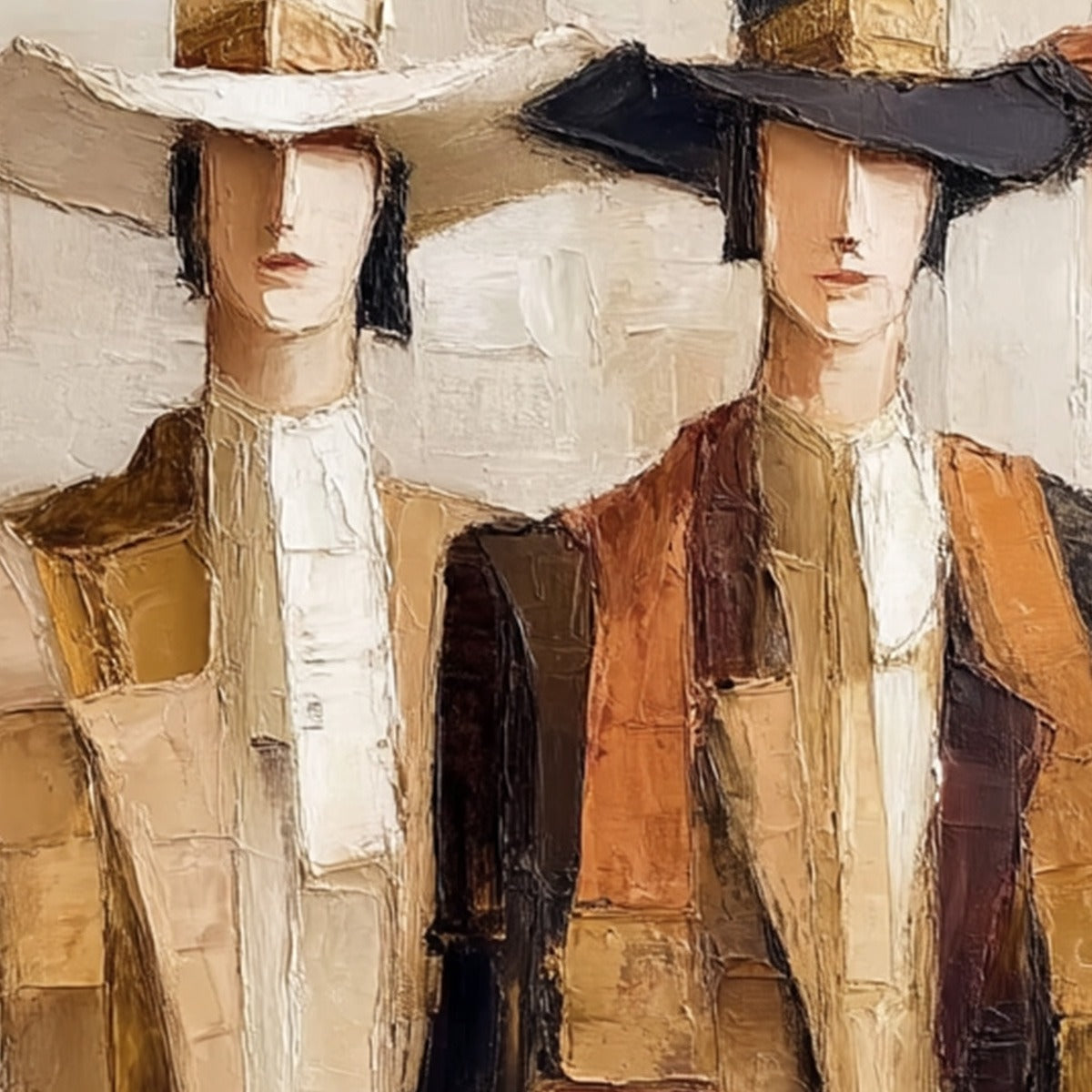 THE COMPANIONS: Textured Figurative Portrait Oil Painting with Palette Knife