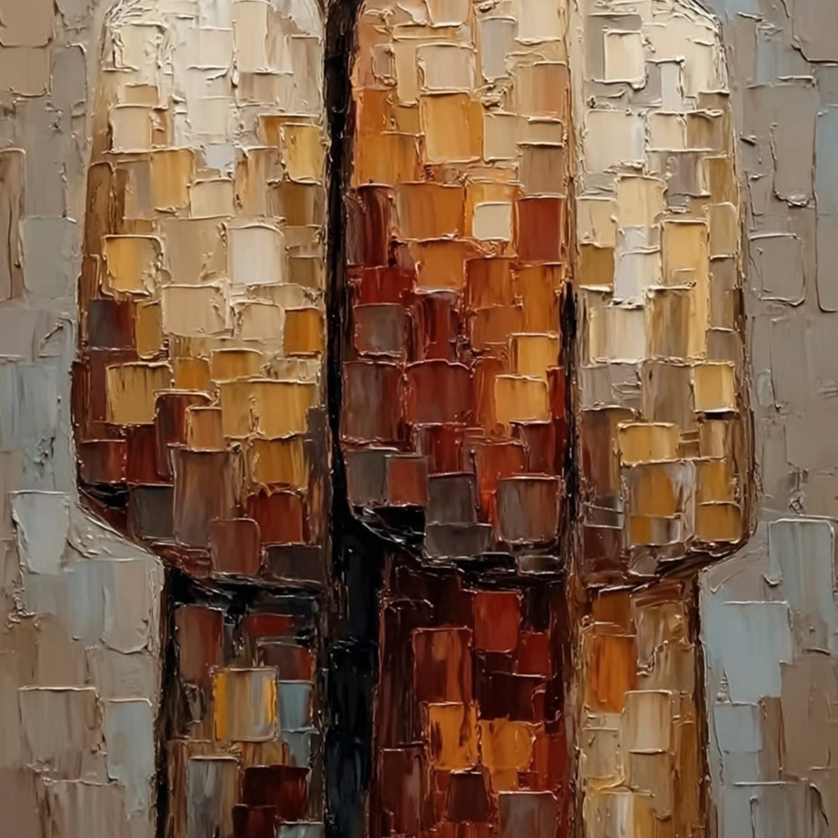 THE COMPANIONS: Textured Impasto Abstract Figurative Couple Painting