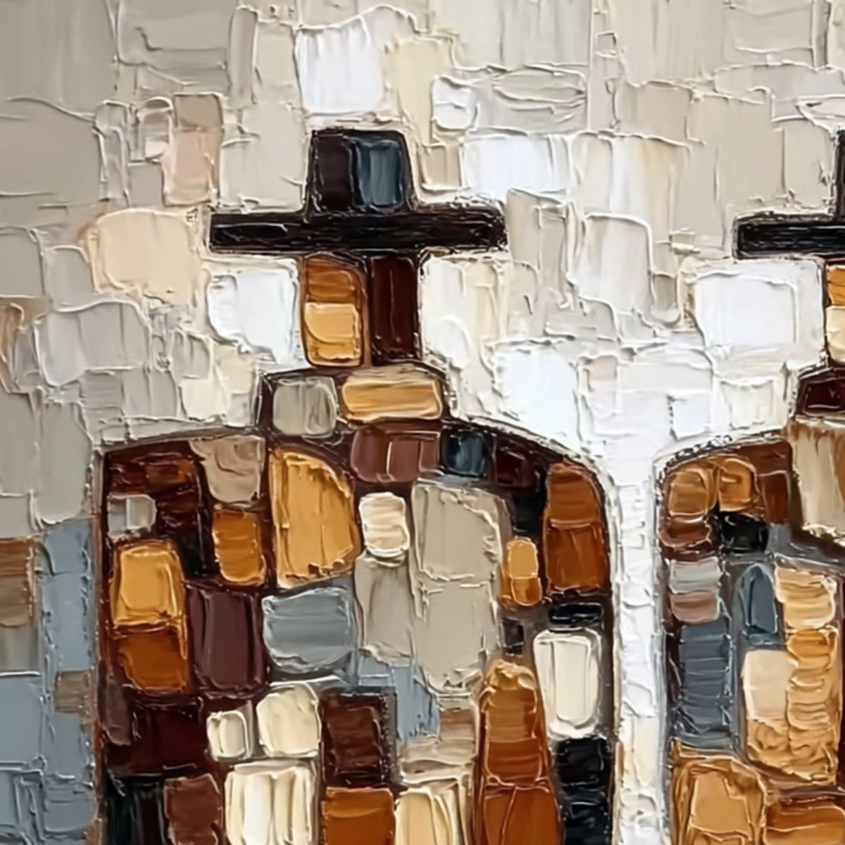 THE COMPANIONS: Textured Impasto Abstract Figures Painting