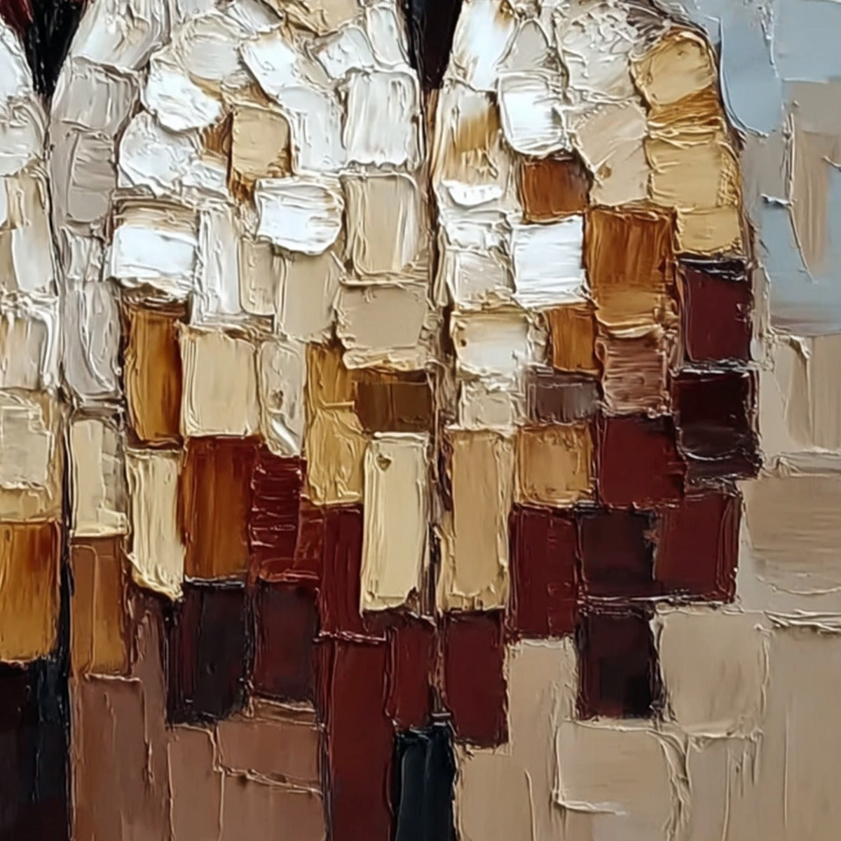 **THE COMPANIONS**: Textured Abstract Figurative Impasto Wall Art