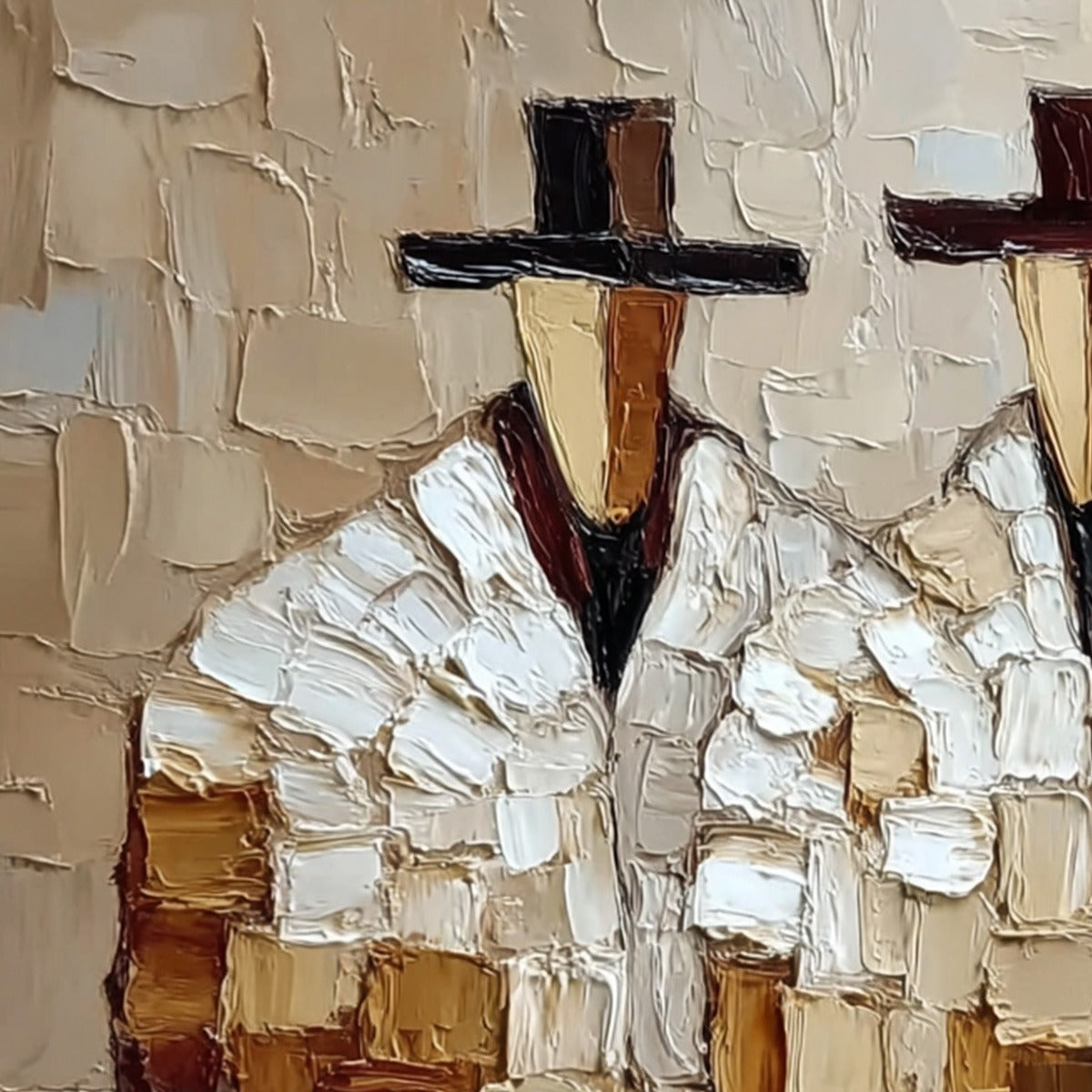 **THE COMPANIONS**: Textured Abstract Figurative Impasto Wall Art