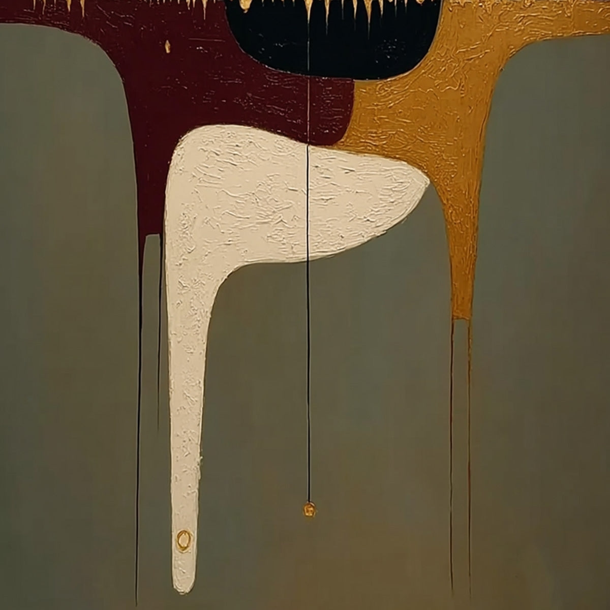 THE CONDUIT: Textured Minimalist Abstract Painting with Gold Accents