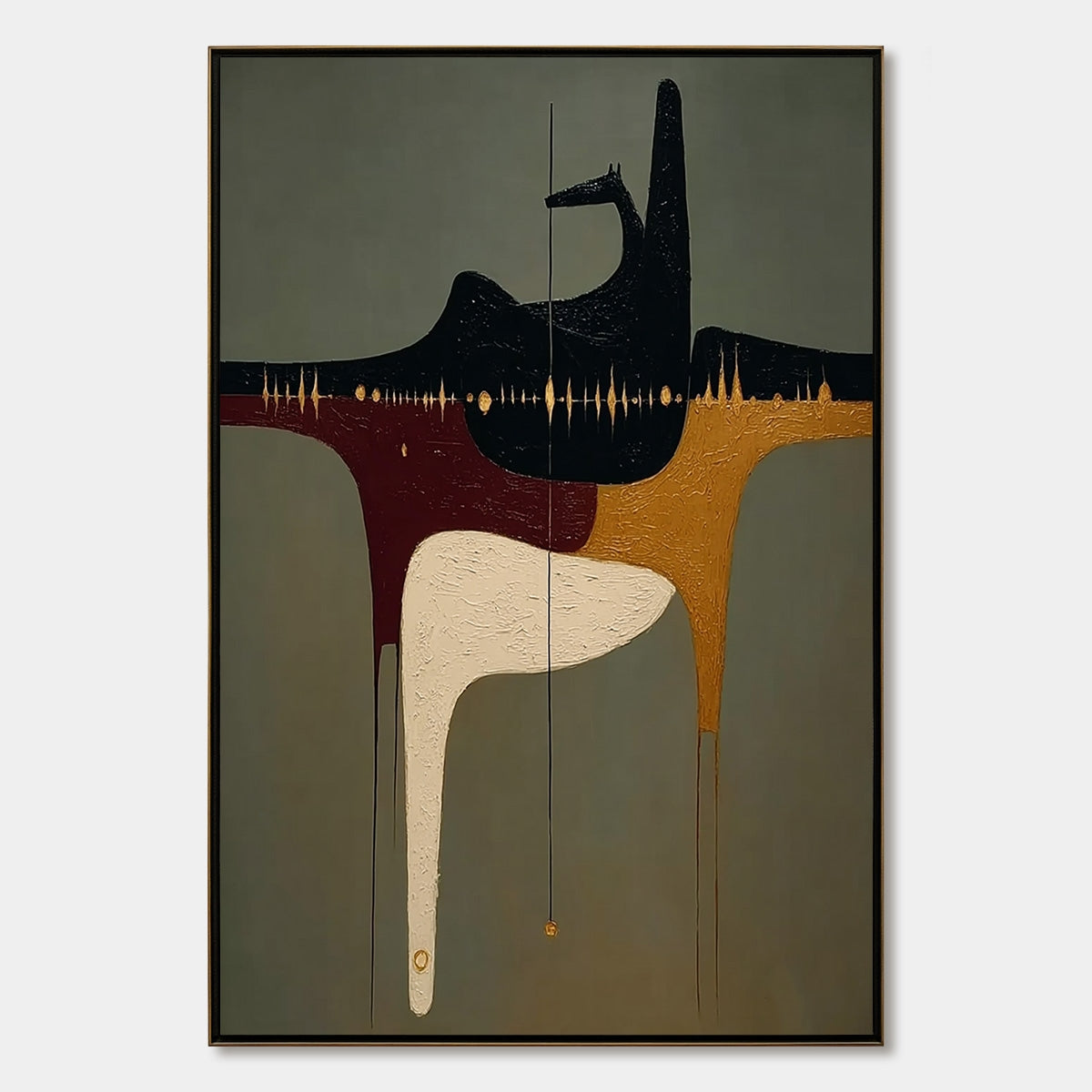 THE CONDUIT: Textured Minimalist Abstract Painting with Gold Accents