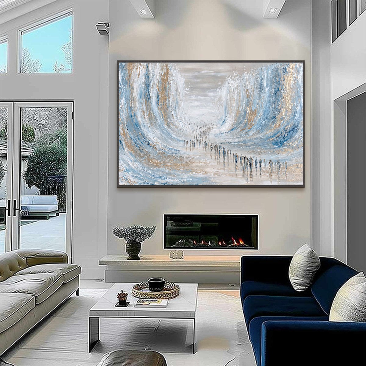 THE CROSSING: Large Textured Abstract Painting of a Human Journey