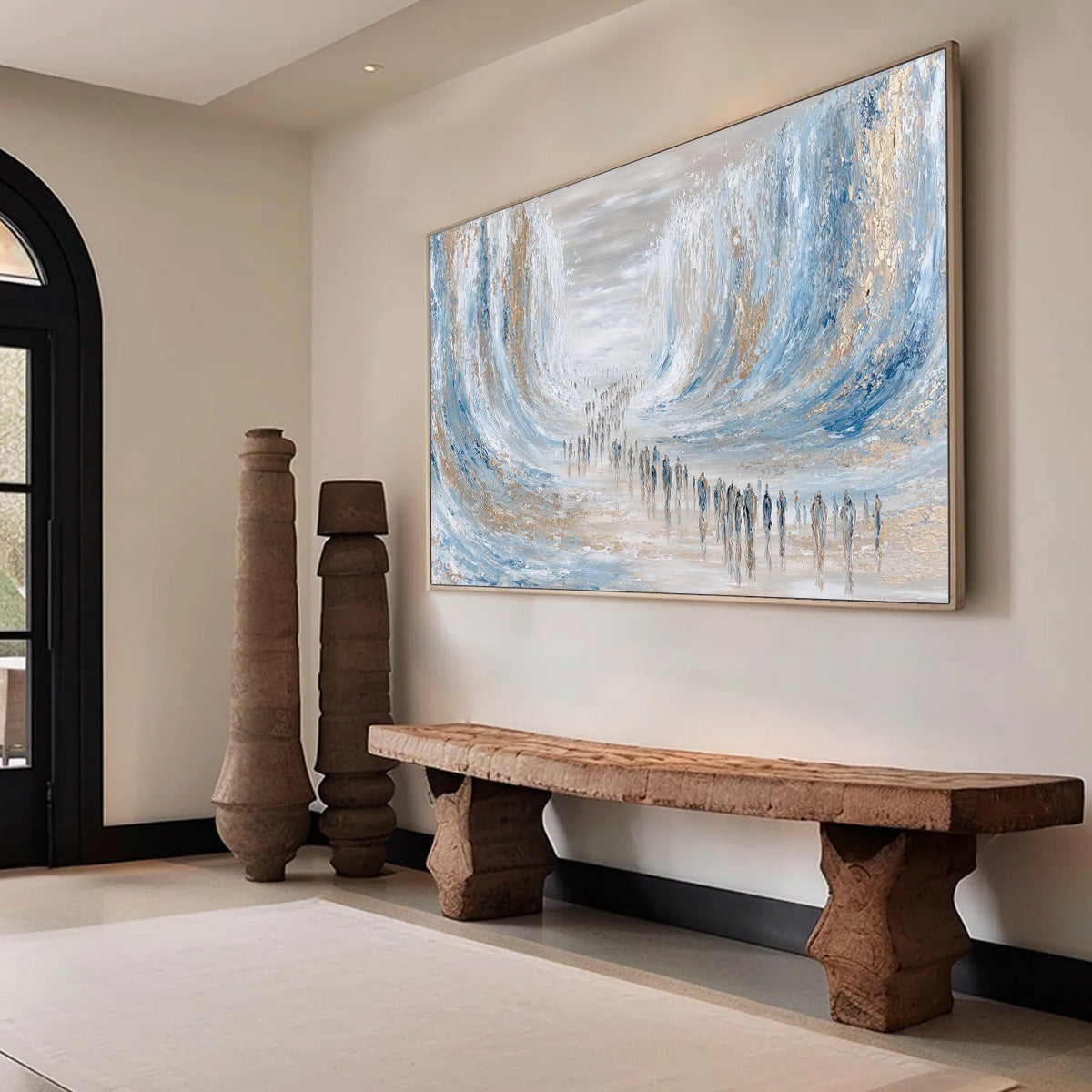 THE CROSSING: Large Textured Abstract Painting of a Human Journey