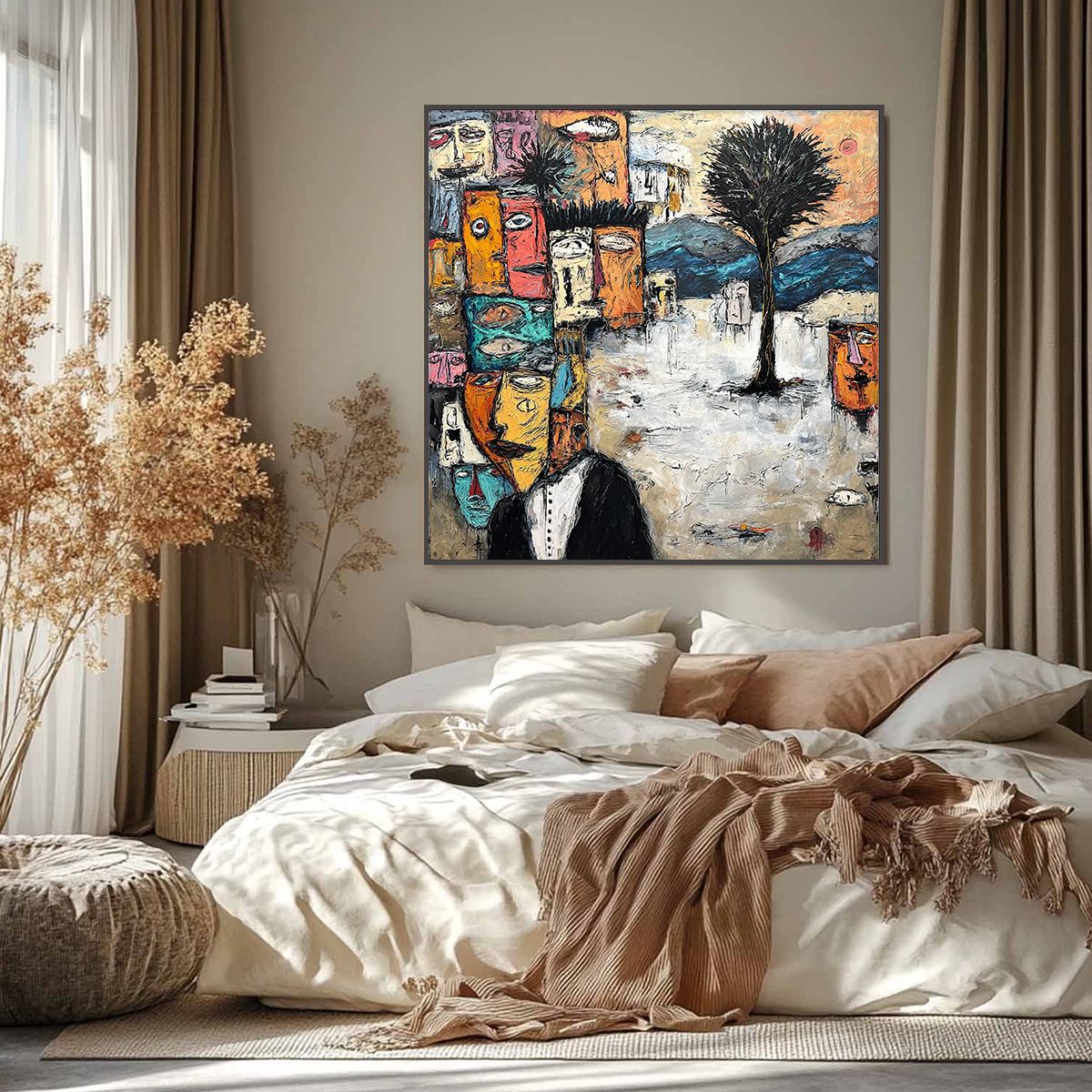 THE CROWD WITHIN: Colorful Abstract Figurative Impasto Painting