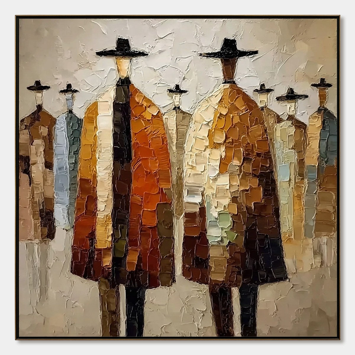 THE FELLOWSHIP: Heavy Texture Palette Knife Painting of Figures