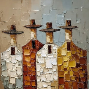 THE FELLOWSHIP: Textured Abstract Figurative Painting of Four Men