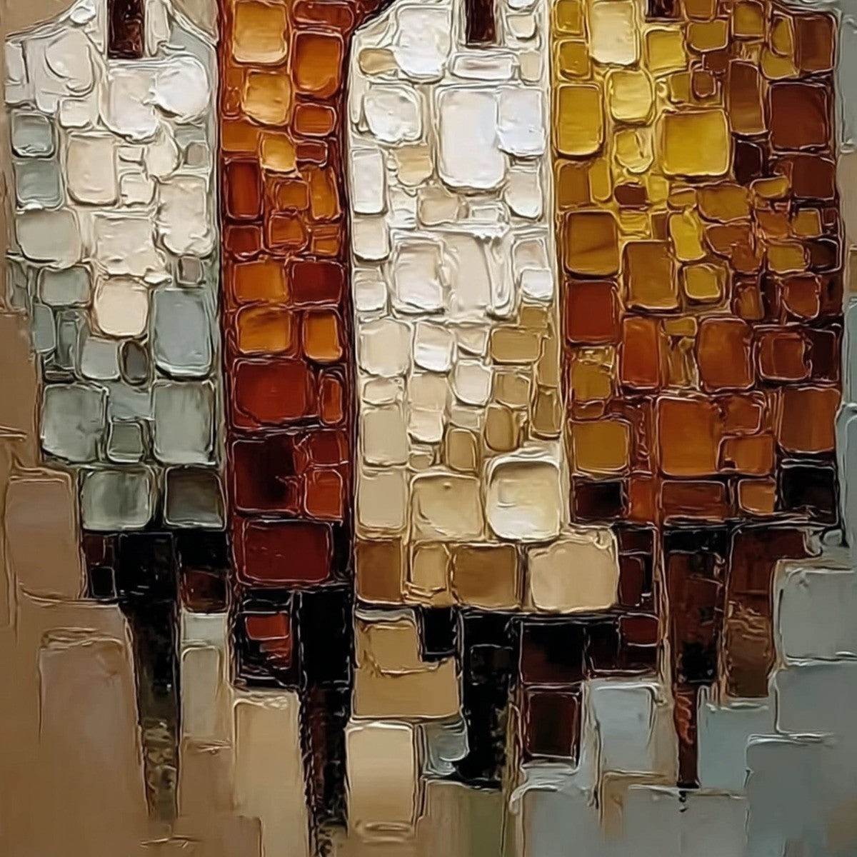 THE FELLOWSHIP: Textured Abstract Figurative Painting of Four Men