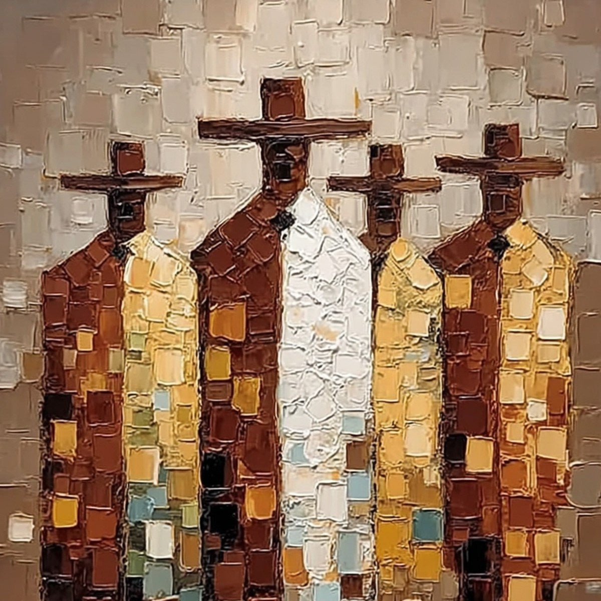 THE FELLOWSHIP: Textured Impasto Figurative Palette Knife Painting