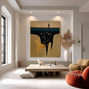 THE FERRYMAN'S PASSAGE: Vertical Abstract Figurative Wall Art