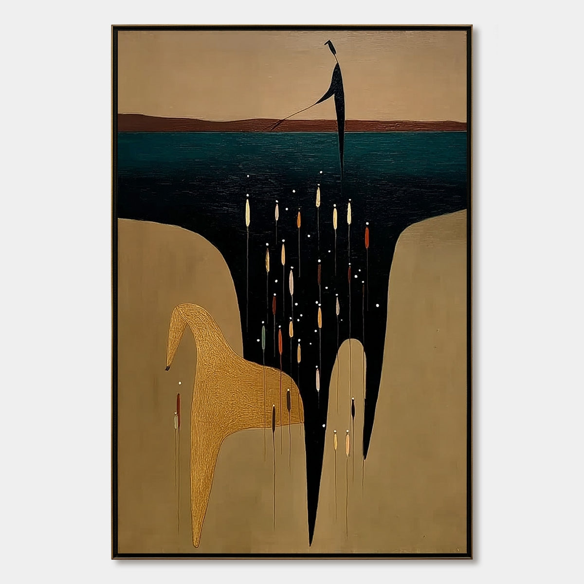 THE FERRYMAN'S PASSAGE: Vertical Abstract Figurative Wall Art
