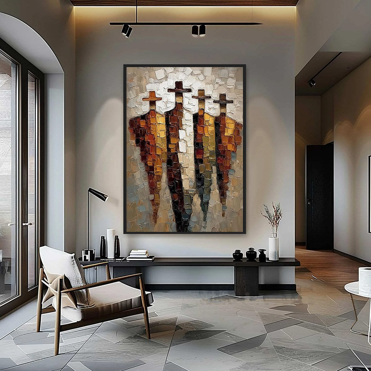 THE FOUR JOURNEYMEN: Abstract Figurative Impasto Palette Knife Painting