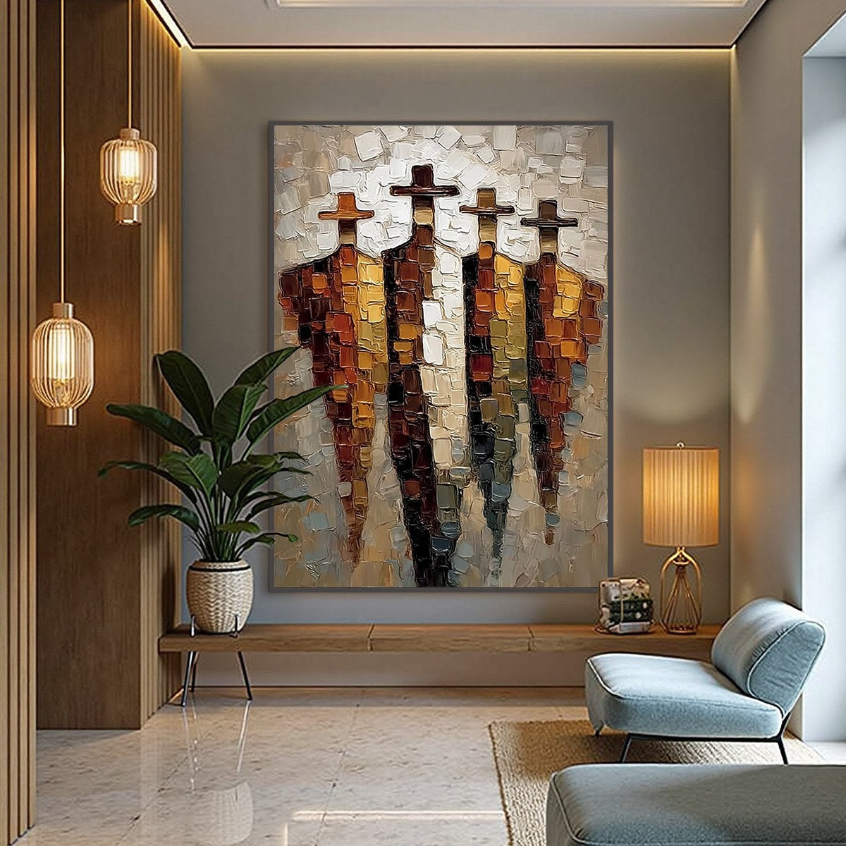 THE FOUR JOURNEYMEN: Abstract Figurative Impasto Palette Knife Painting