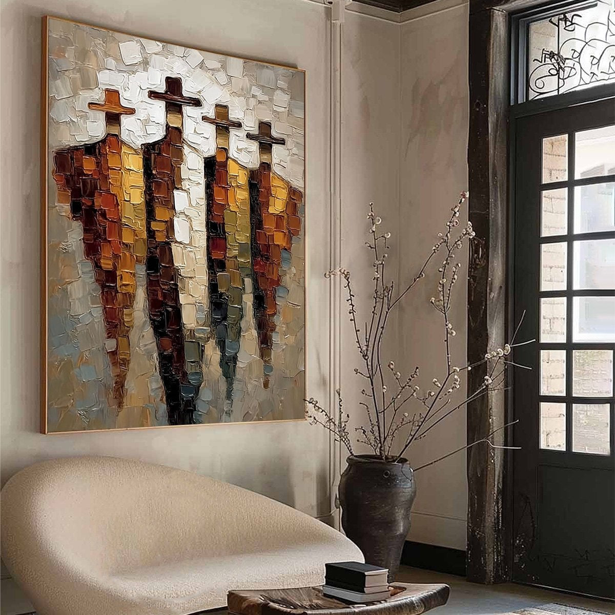 THE FOUR JOURNEYMEN: Abstract Figurative Impasto Palette Knife Painting