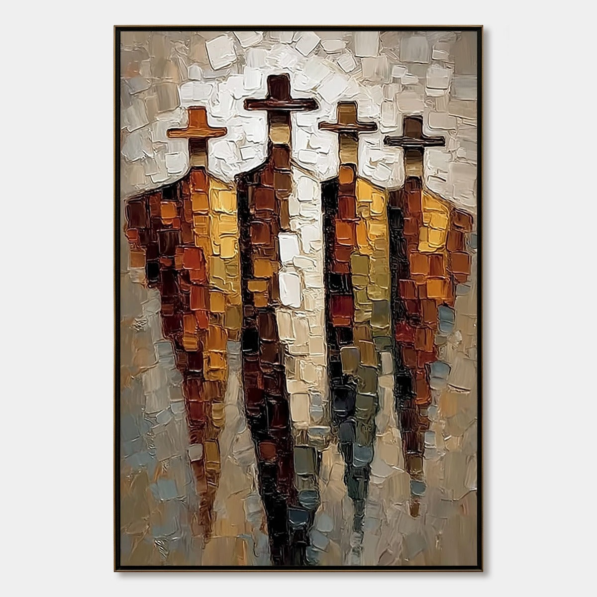 THE FOUR JOURNEYMEN: Abstract Figurative Impasto Palette Knife Painting