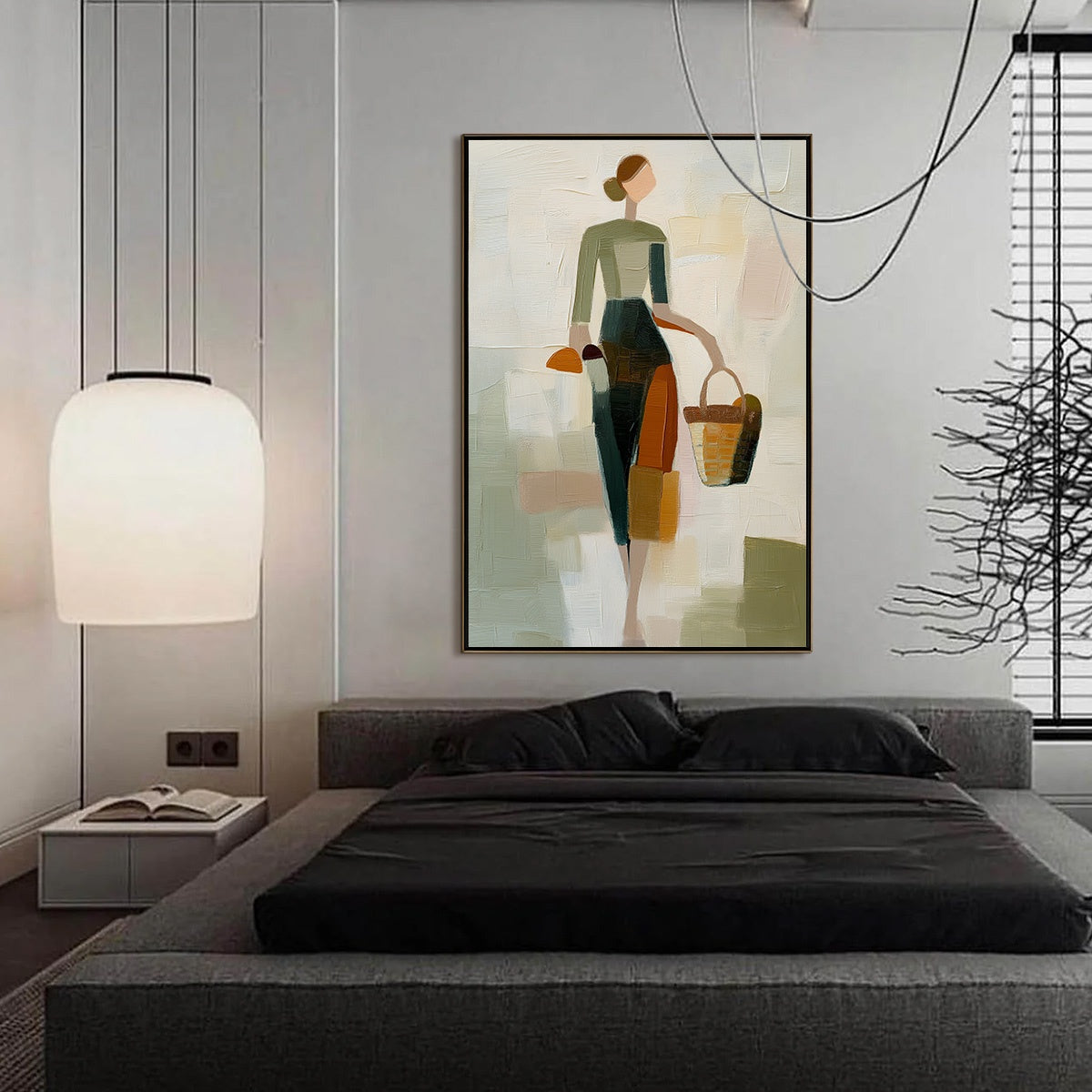 THE GATHERER: Textured Abstract Figurative Painting of a Woman