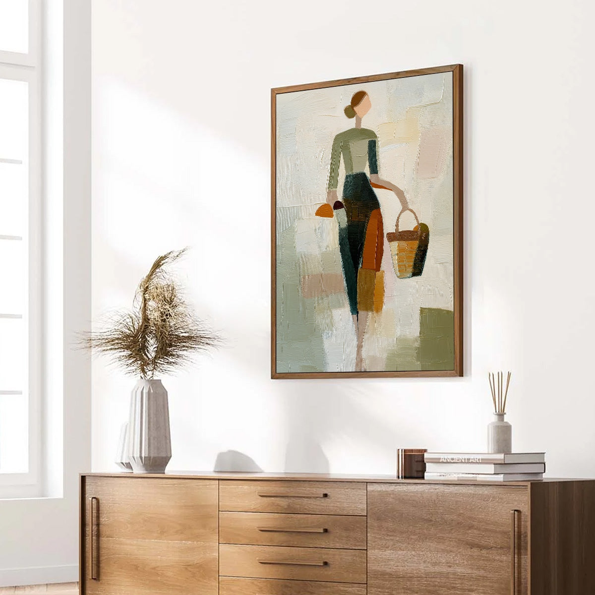 THE GATHERER: Textured Abstract Figurative Painting of a Woman