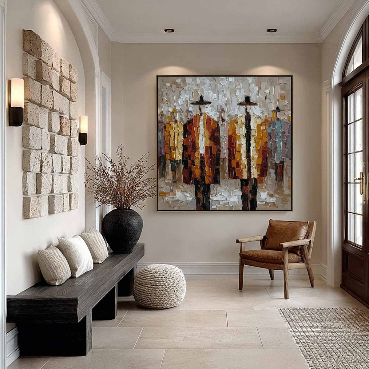 THE GATHERING: Abstract Figurative Palette Knife Impasto Painting