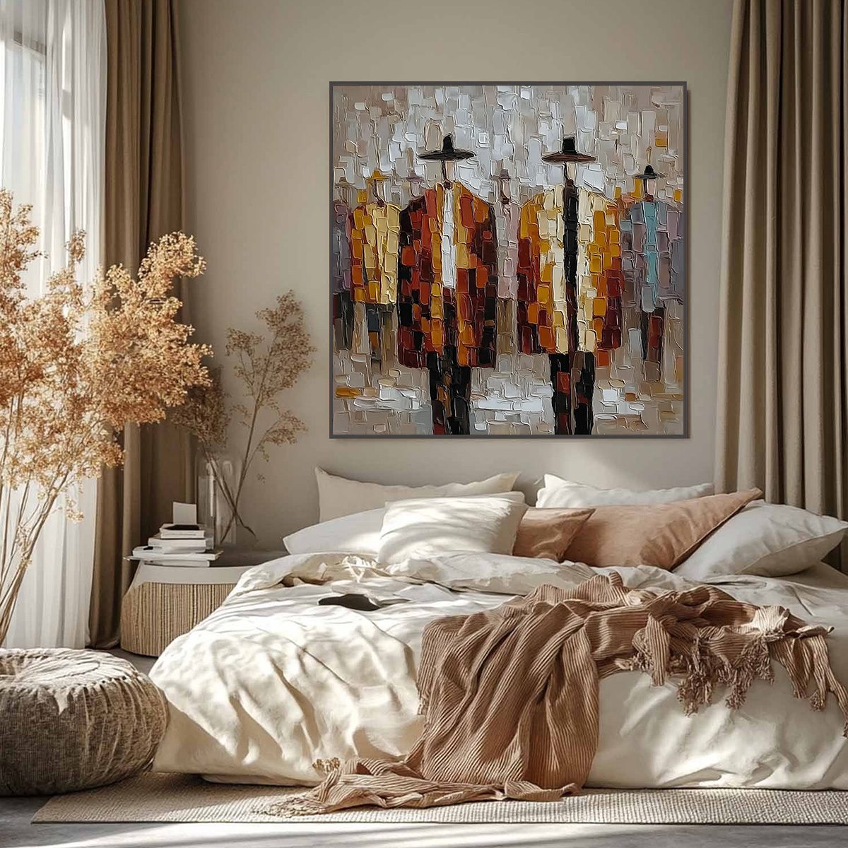 THE GATHERING: Abstract Figurative Palette Knife Impasto Painting