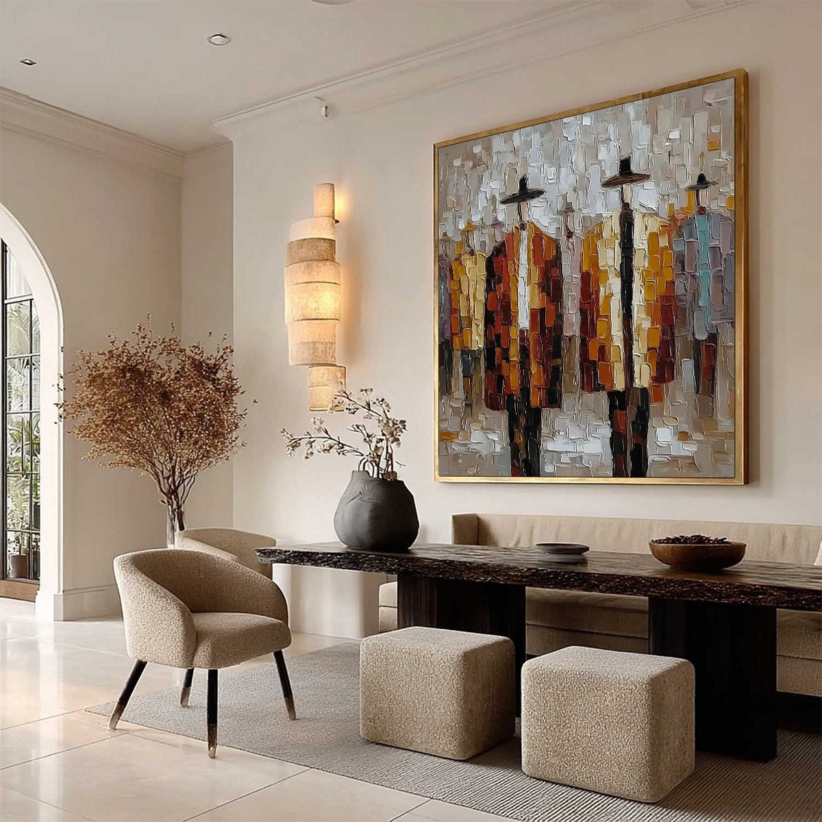 THE GATHERING: Abstract Figurative Palette Knife Impasto Painting