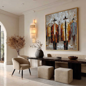THE GATHERING: Abstract Figurative Palette Knife Impasto Painting