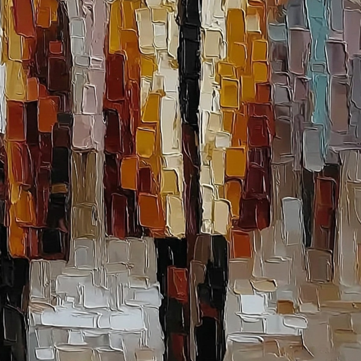 THE GATHERING: Abstract Figurative Palette Knife Impasto Painting