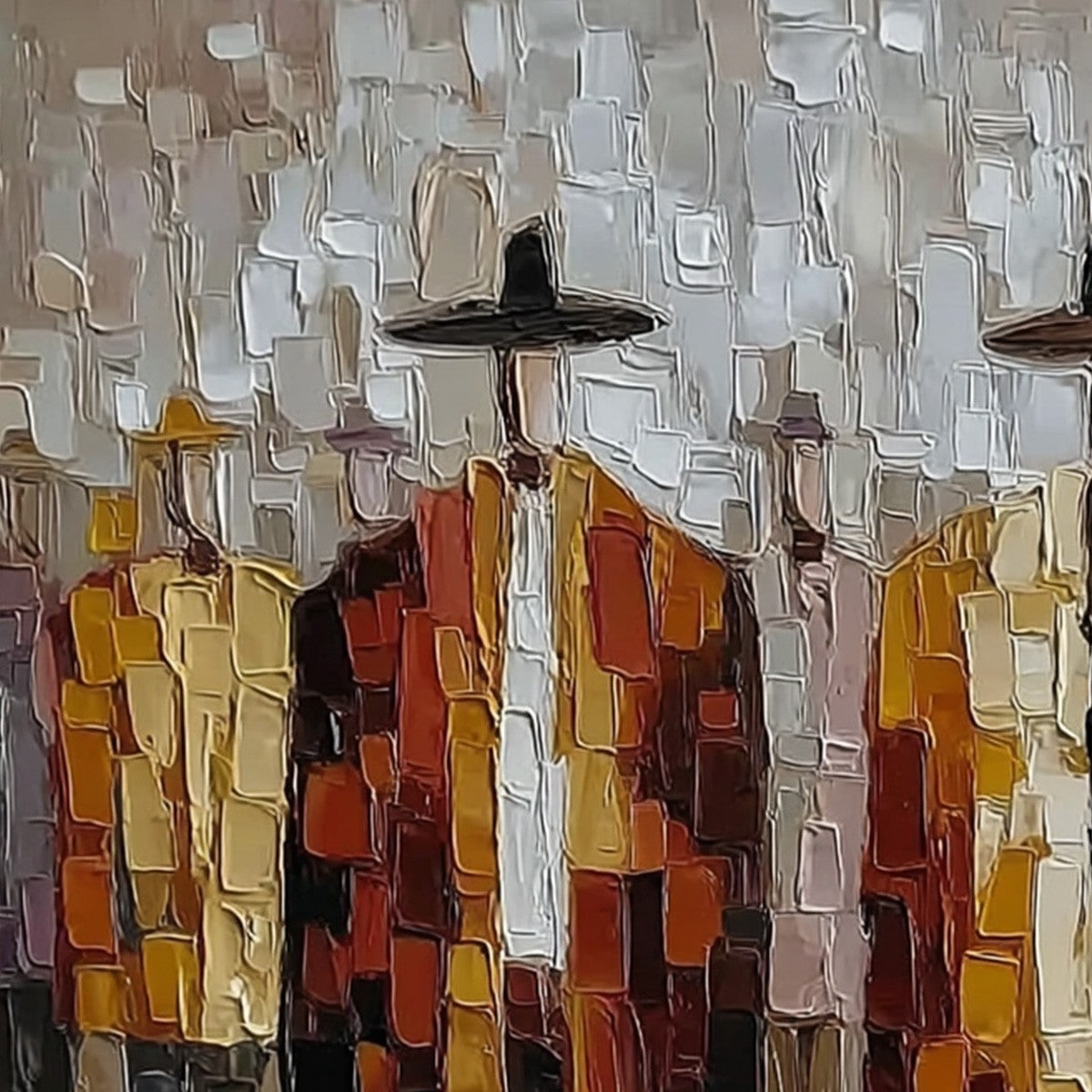 THE GATHERING: Abstract Figurative Palette Knife Impasto Painting