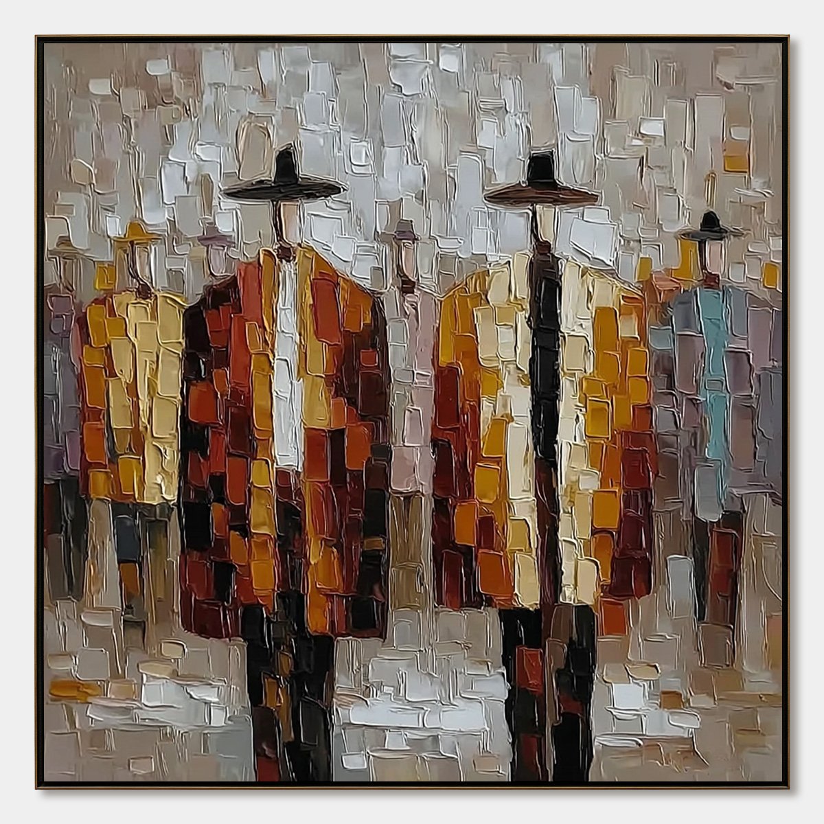 THE GATHERING: Abstract Figurative Palette Knife Impasto Painting