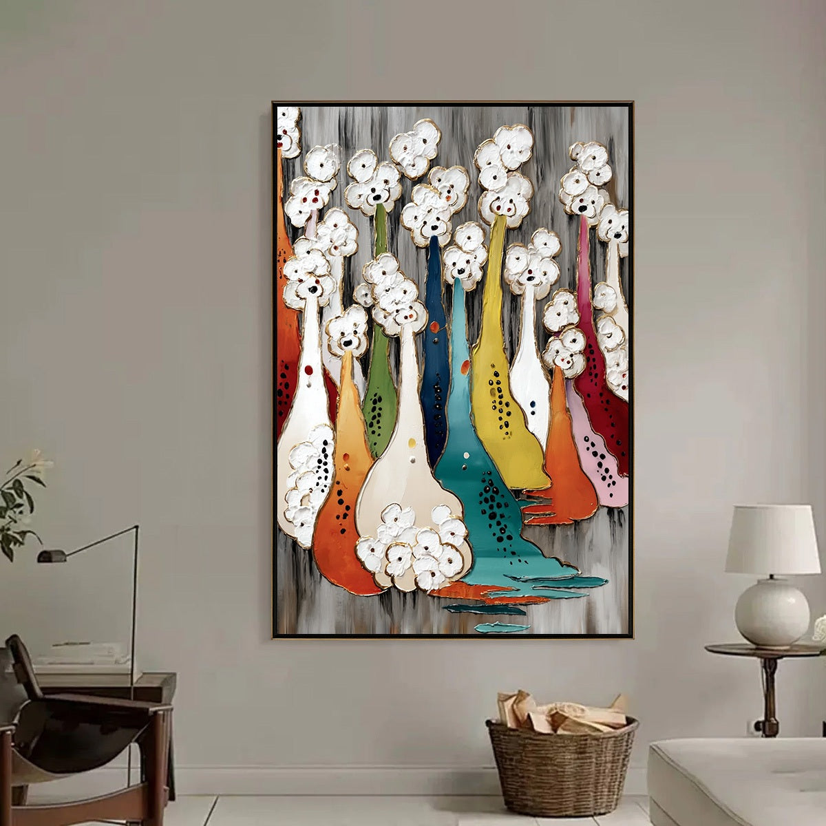 THE GATHERING: Colorful Textured Abstract Figurative Painting